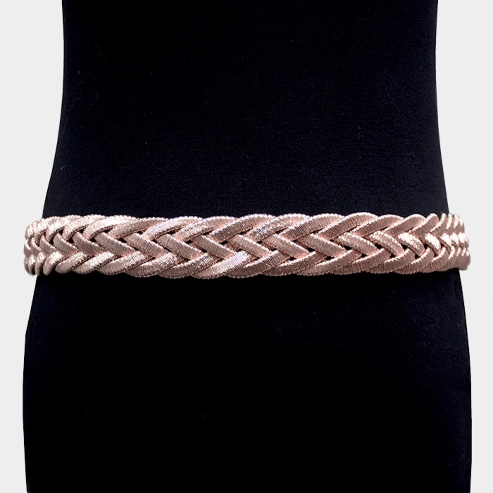 Rose Gold Shimmery Cord Chain Closure Statement Belt